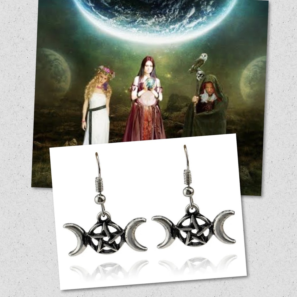 $3 TRIPLE MOON EARRINGS. NEW. STAINLESS STEEL. $3 IF BUNDLED - Picture 1 of 16